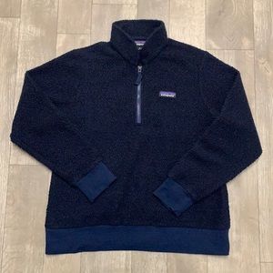 Womens Patagonia Woolyester Fleece Quarter Zip Pullover Navy